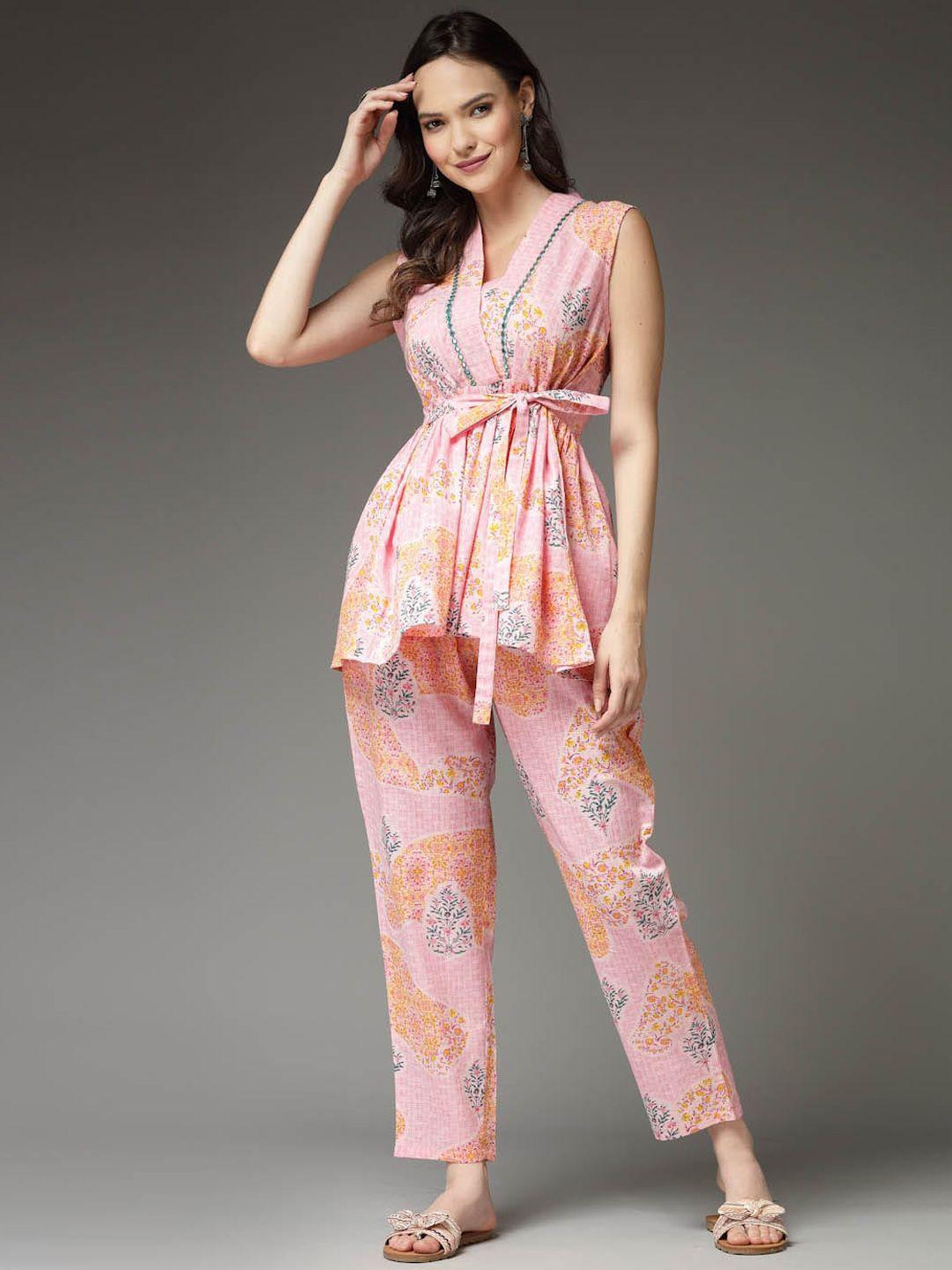 stylum-floral-printed-pure-cotton-top-&-trouser