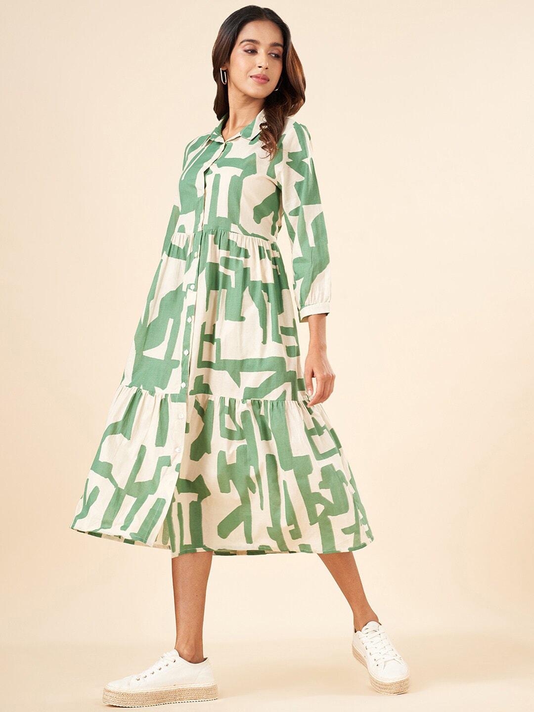 AKKRITI BY PANTALOONS Tropical Printed A-Line Midi Dress