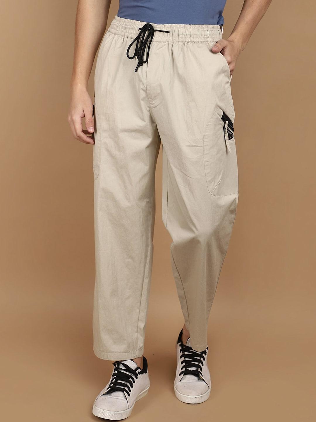 V-Mart Men Mid-Rise Cotton Cargo Joggers Trousers