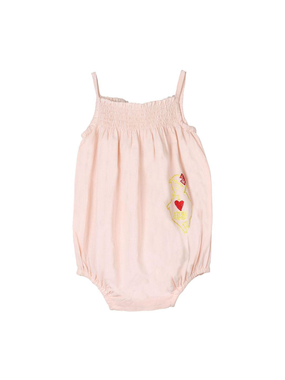 My Little Lambs Kids Peach Solid Rompers