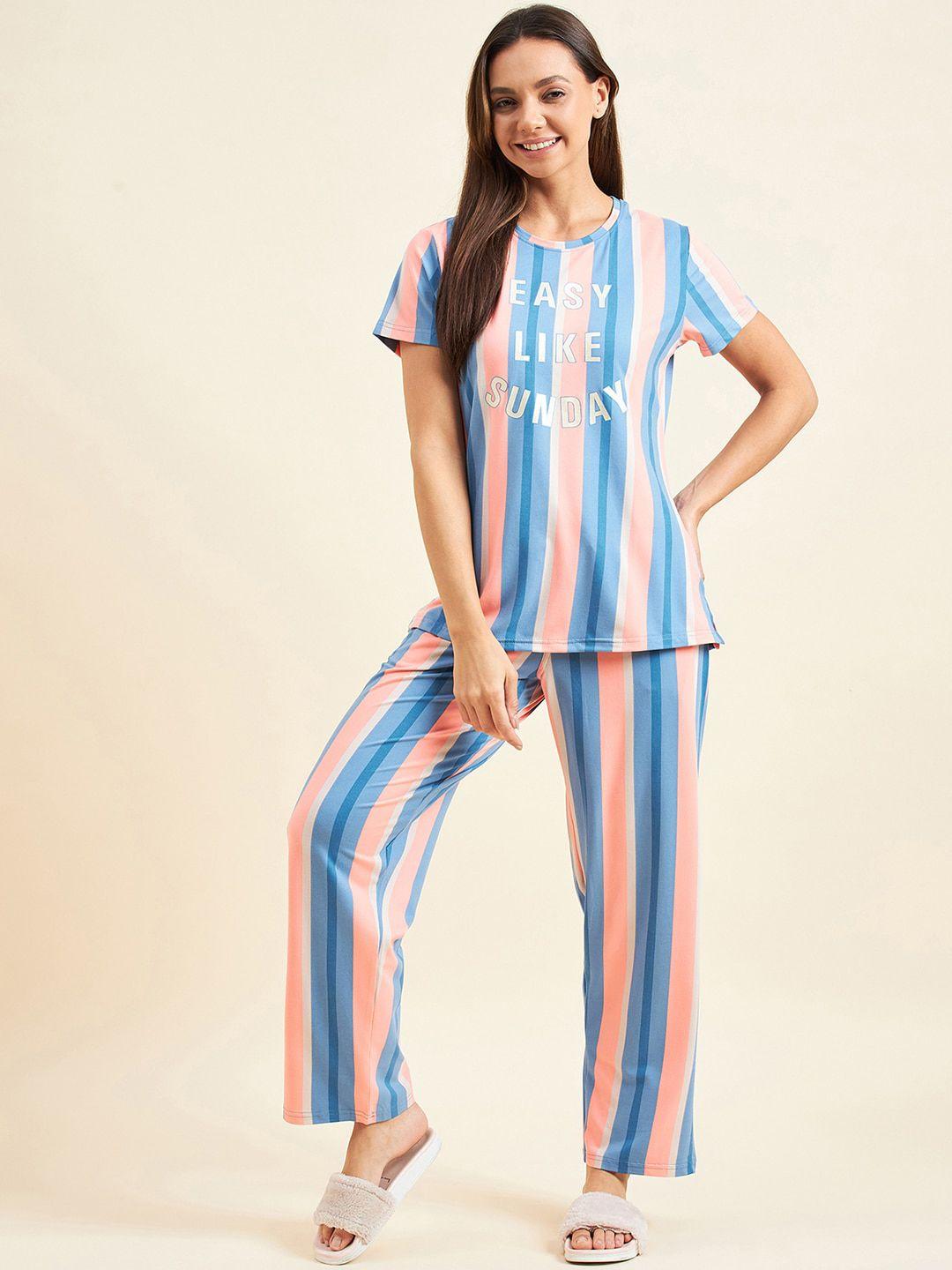Sweet Dreams Blue Striped T-shirt With Pyjamas