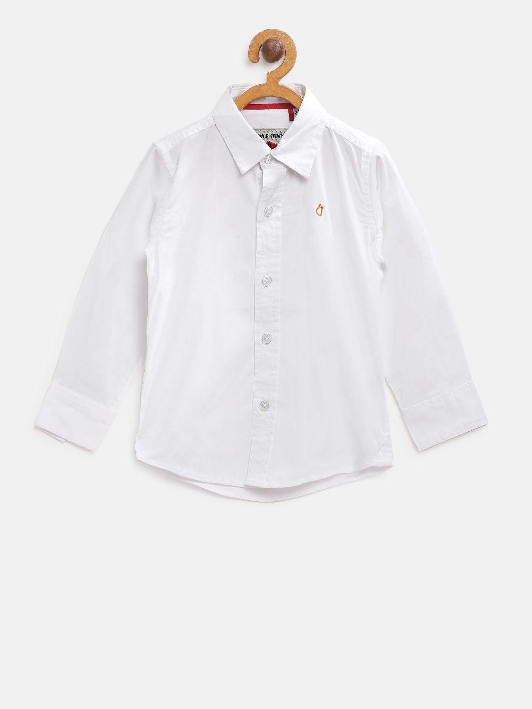Gini and Jony Boys White Regular Fit Solid Casual Shirt