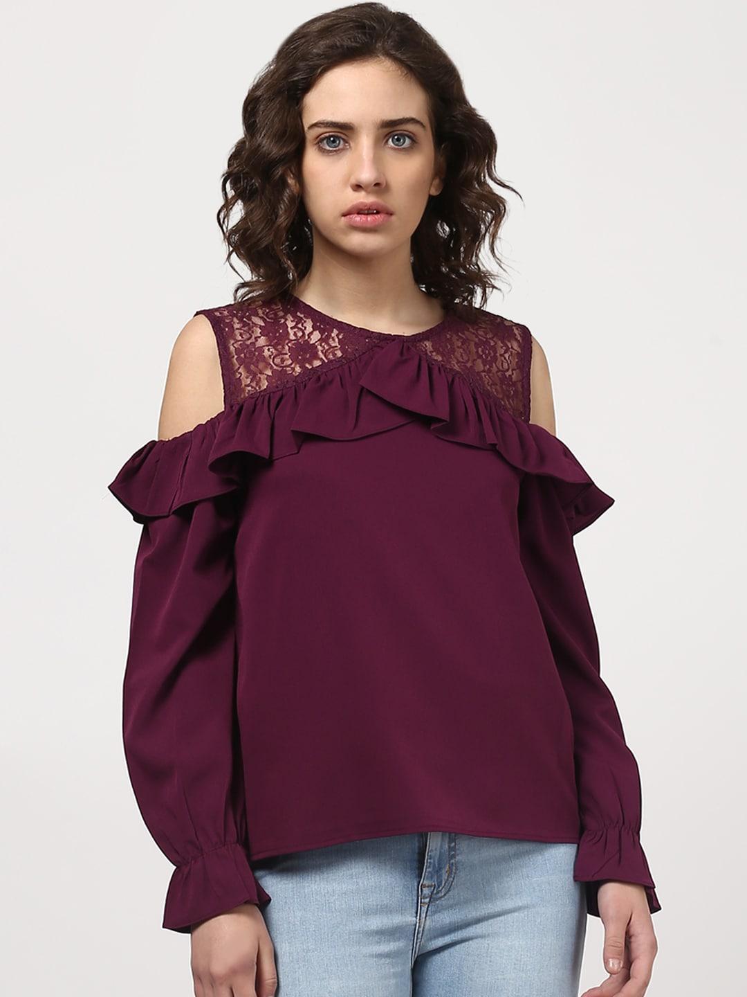 harpa-women-burgundy-solid-cold-shoulder-top