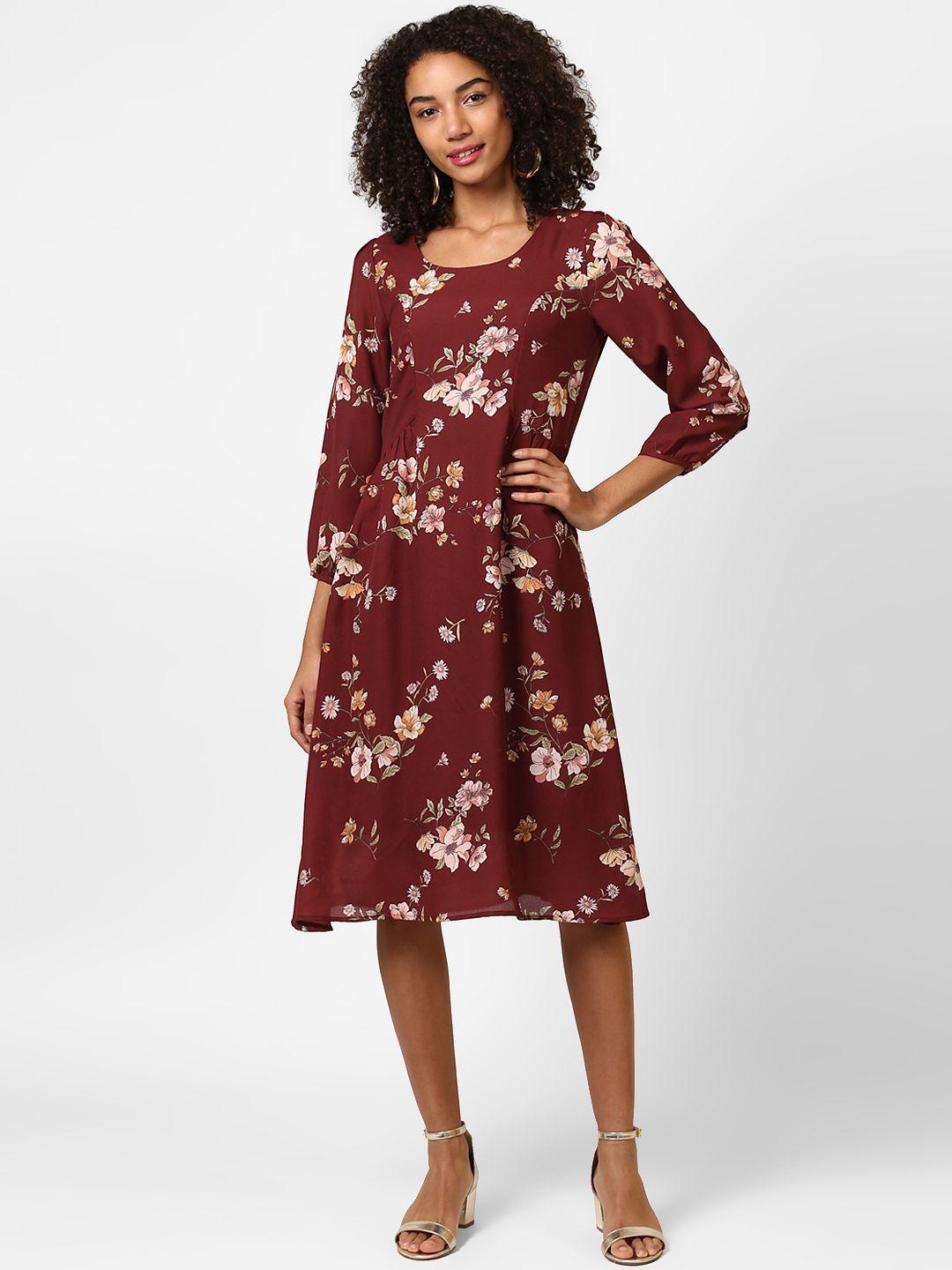 harpa-women-maroon-printed-a-line-dress