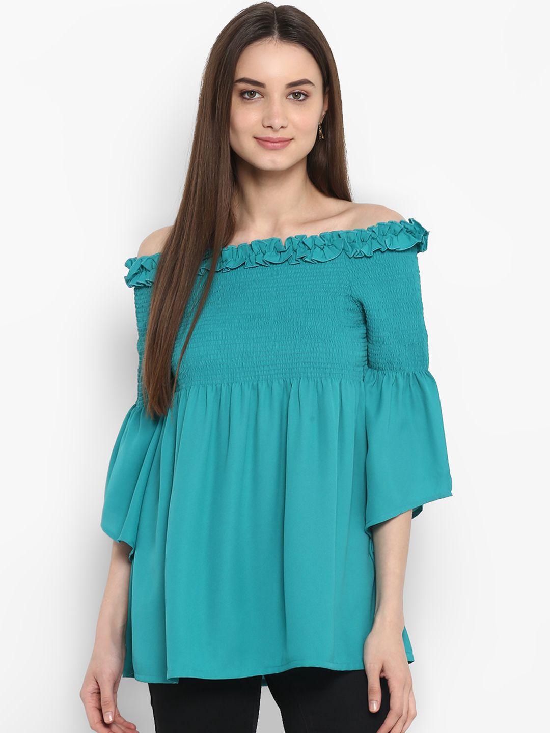 stylestone-women-teal-solid-fitted-top
