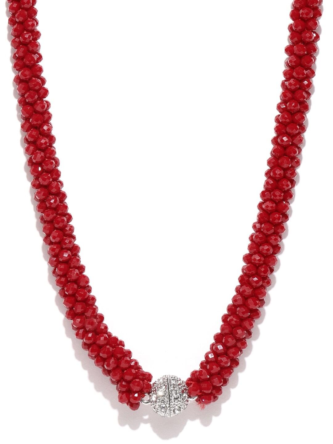 Priyaasi Maroon Beaded Necklace