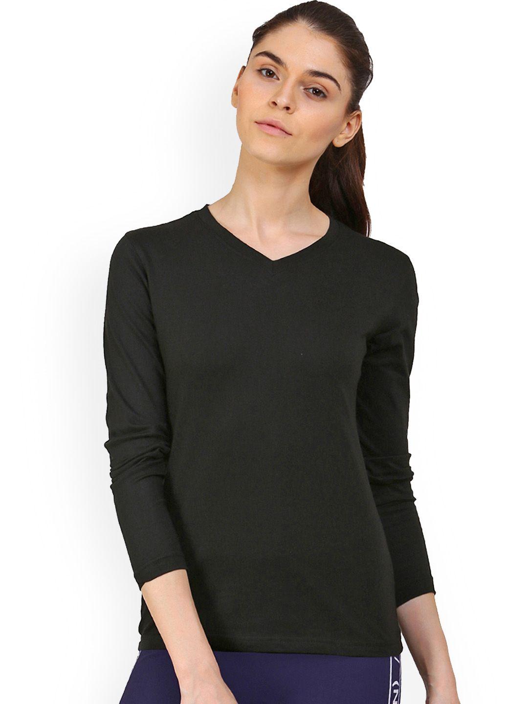 appulse-women-black-solid-v-neck-t-shirt