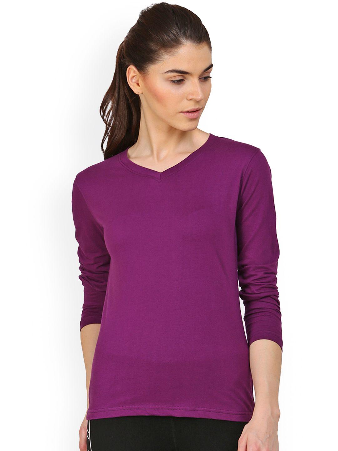 appulse-women-purple-solid-v-neck-t-shirt