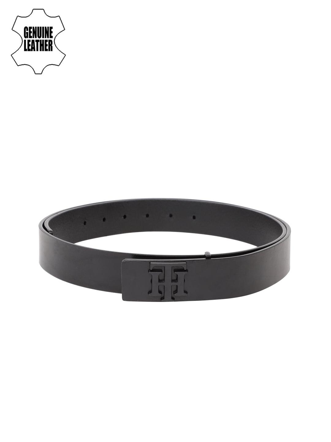 Tommy Hilfiger Men Black Solid Genuine Leather Belt
