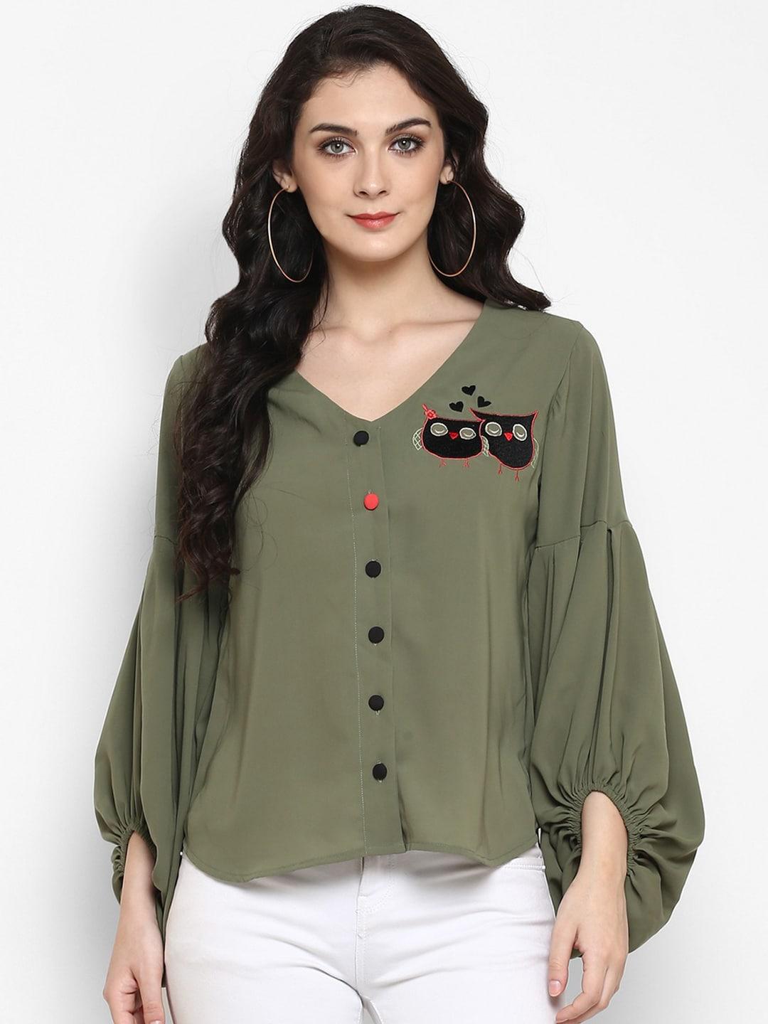 zima-leto-women-olive-green-solid-shirt-style-top
