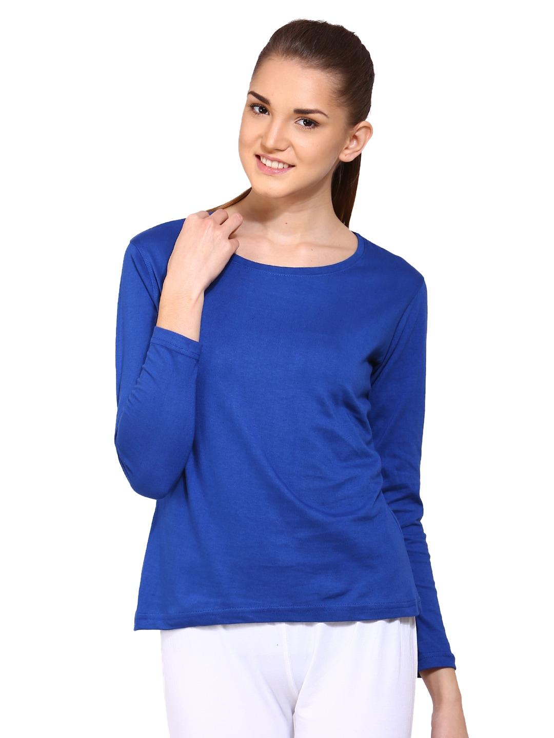appulse Women Blue Solid Round Neck T-shirt