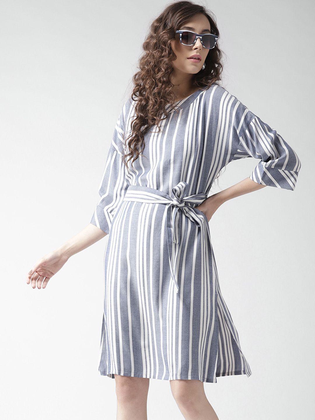 style-quotient-women-blue-striped-a-line-dress