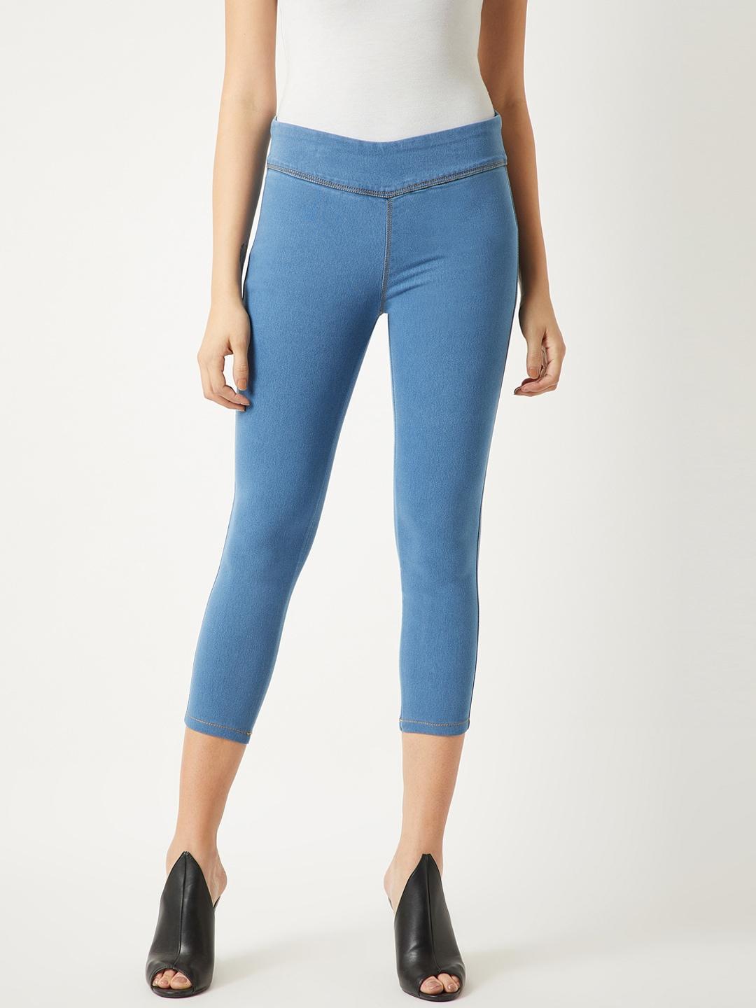 Miss Chase Blue Skinny Fit Cropped Jeggings