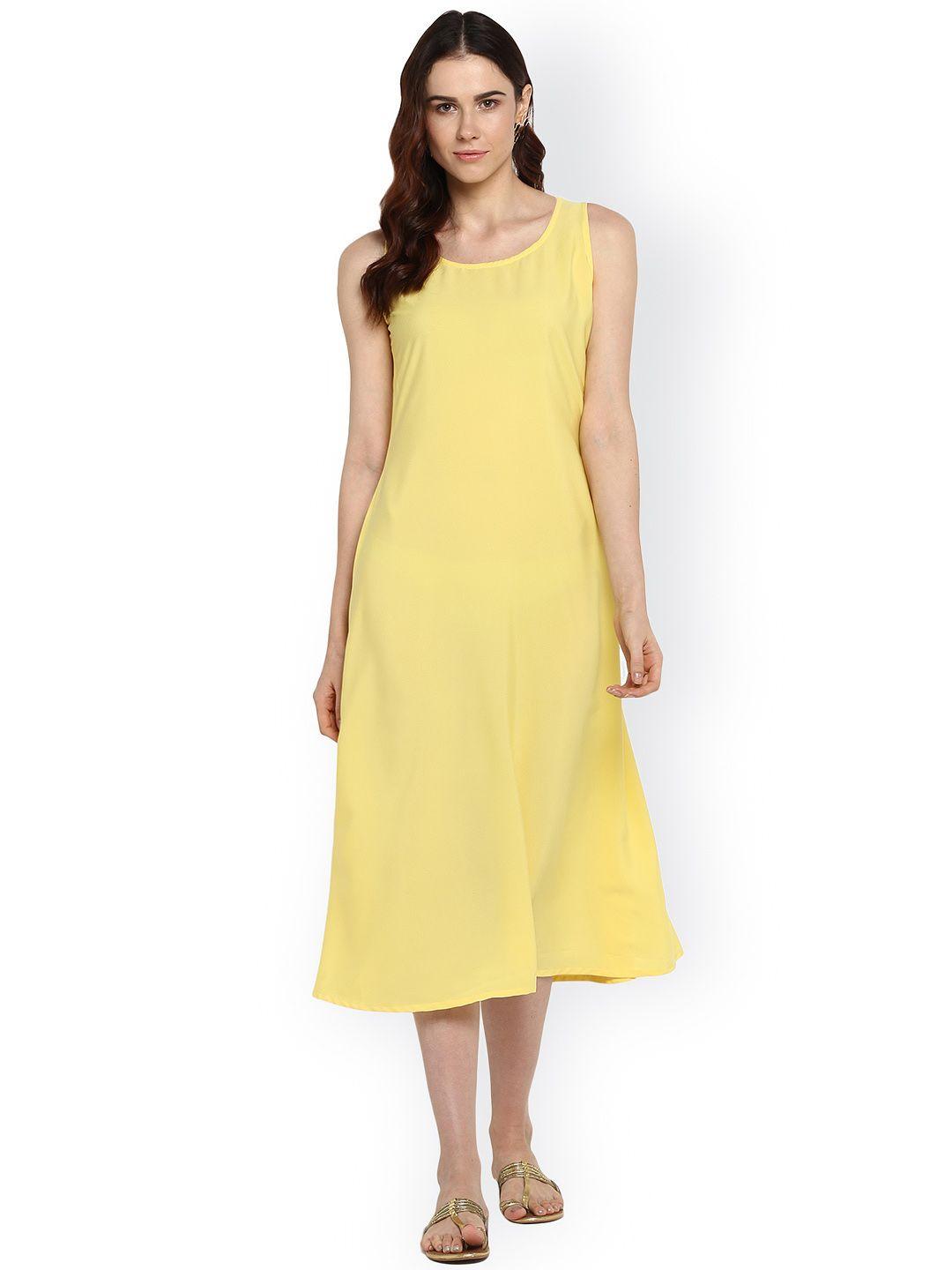ahalyaa-women-yellow-solid-a-line-dress