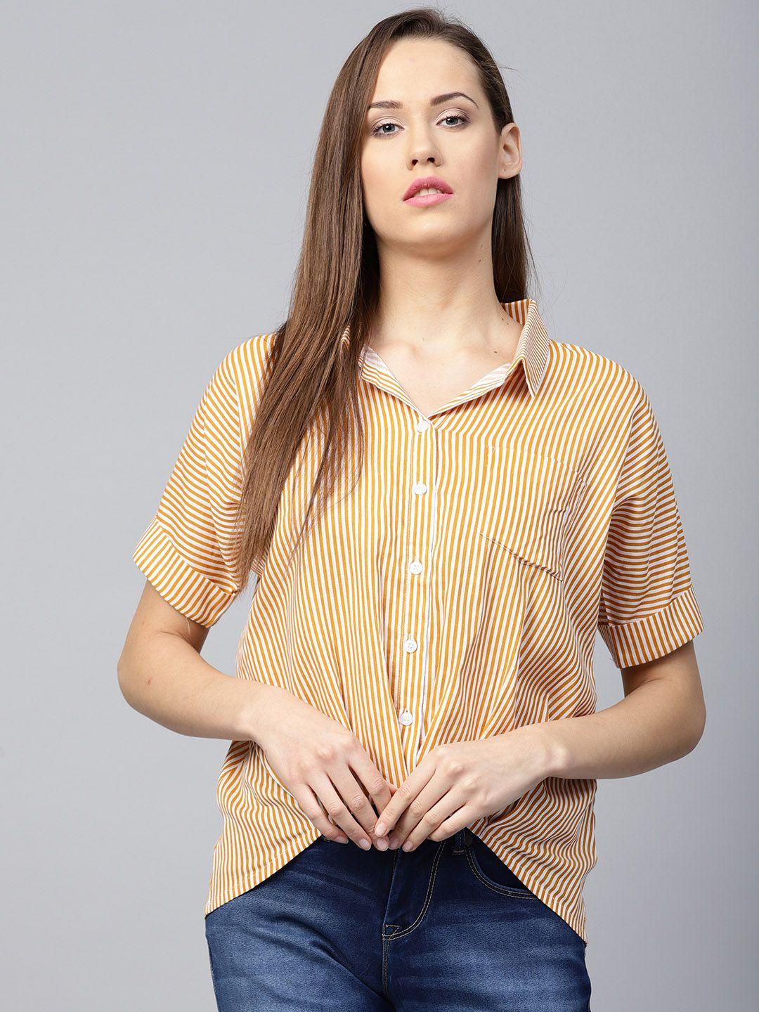athena-mustard-yellow-&-off-white-striped-shirt-style-pure-cotton-top