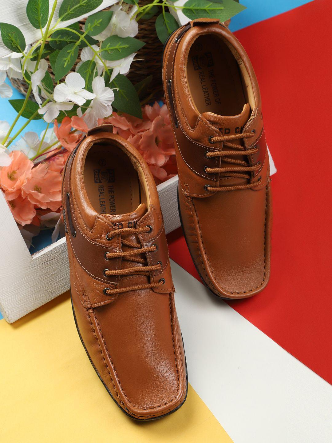 Red Chief Men Tan Leather Derbys