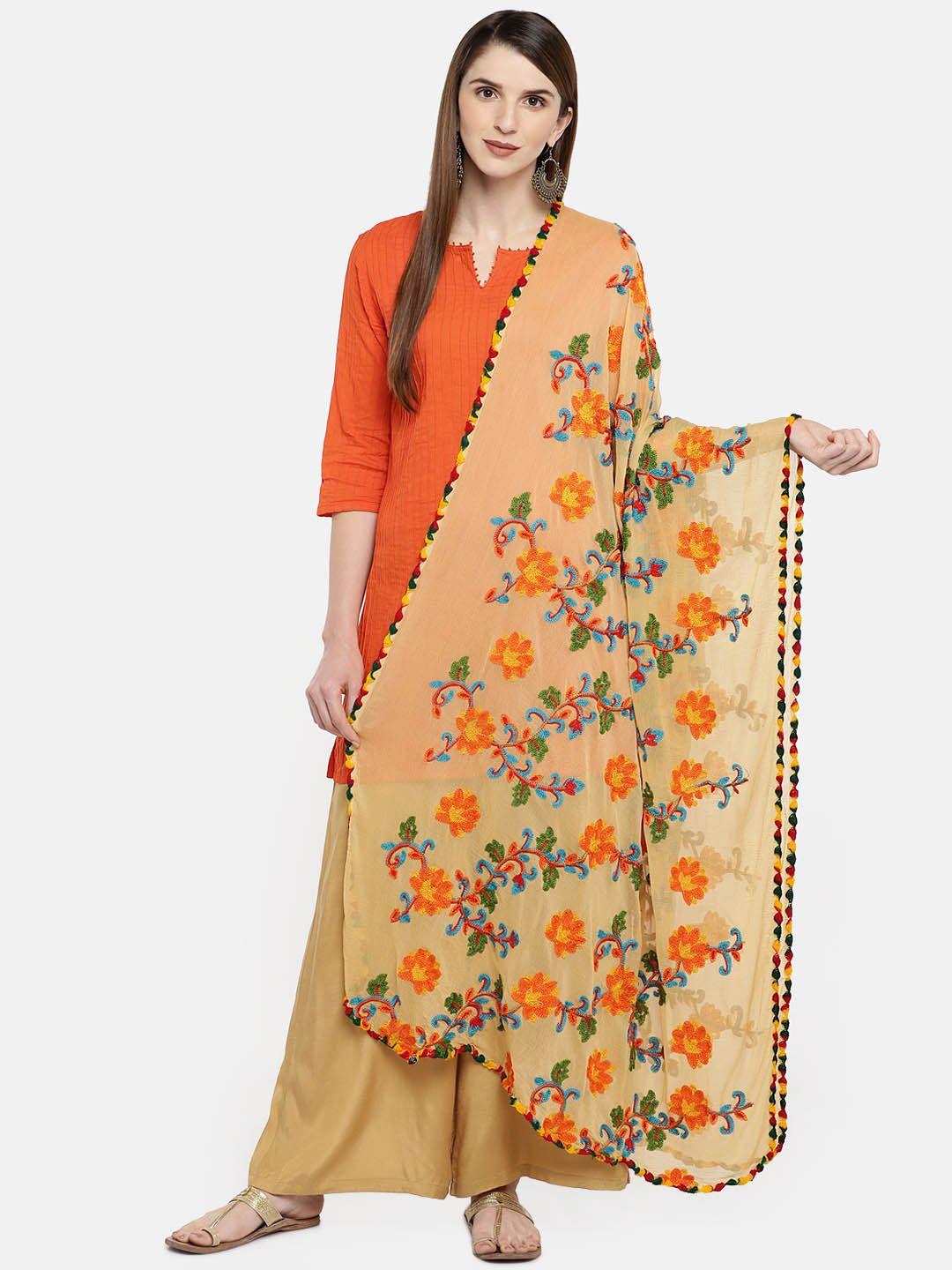 dupatta-bazaar-beige-&-orange-embroidered-dupatta