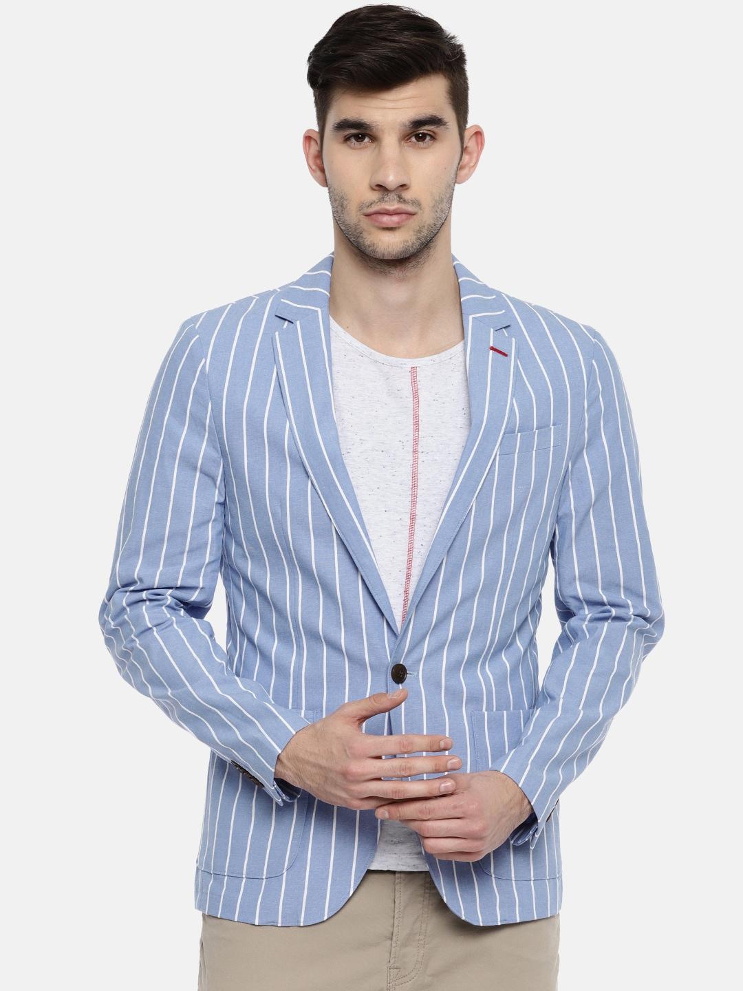 jack-&-jones-blue-&-white-striped-single-breasted-casual-pure-cotton-blazer