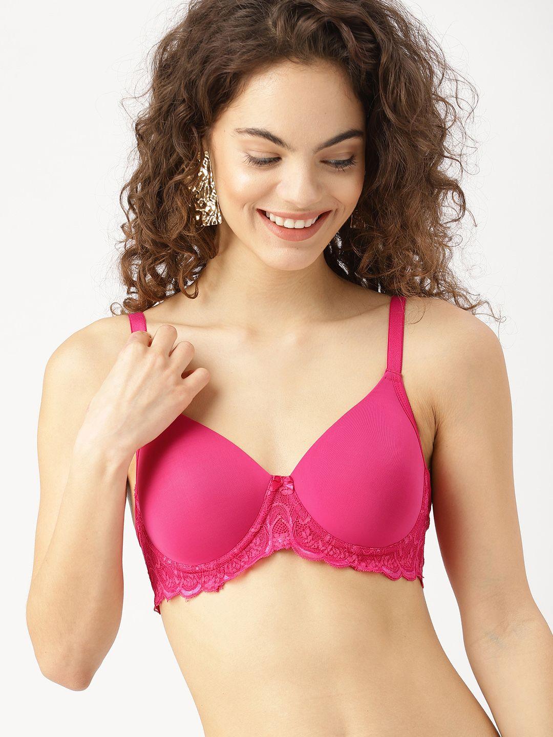 DressBerry Pink Lace Underwired Lightly Padded Everyday Bra 022C