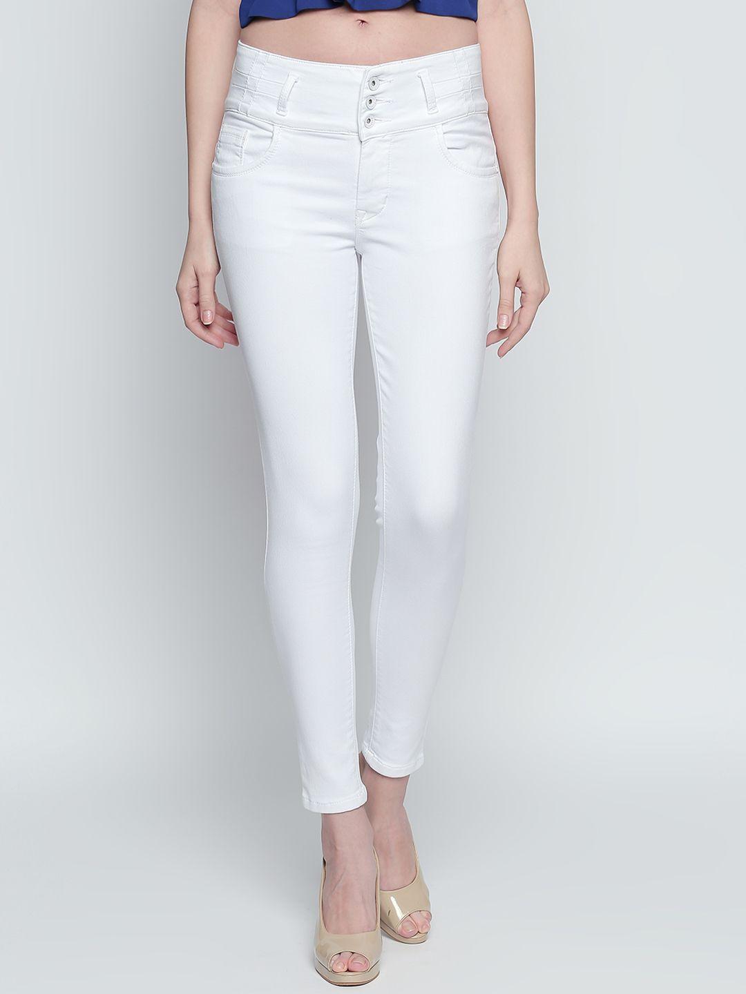 High Star Women White Slim Fit High-Rise Clean Look Stretchable Jeans