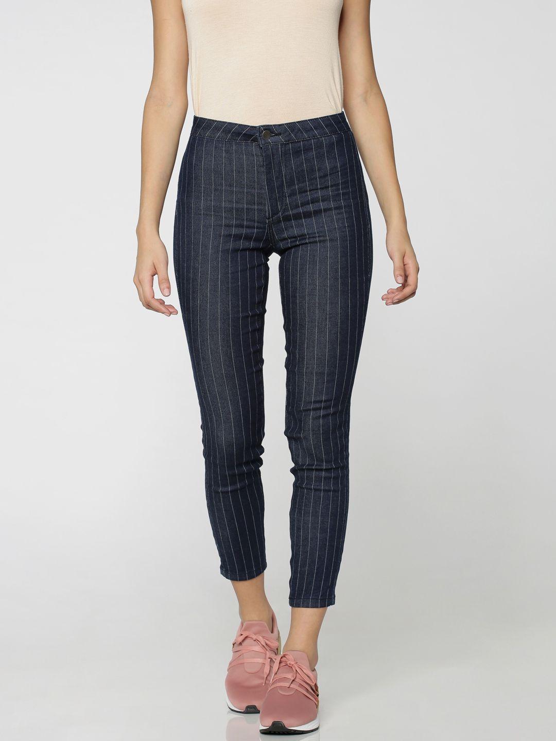 only-women-navy-&-white-striped-skinny-cropped-jeggings