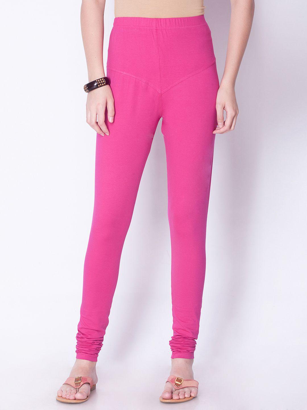 dollar-missy-women-pink-solid-churidar-leggings
