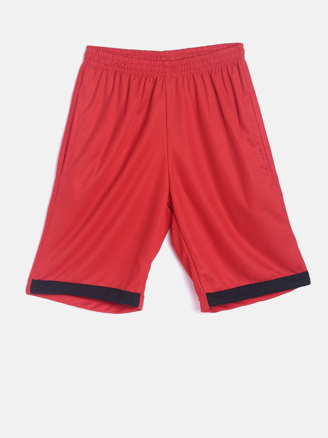 TINY HUG Boys Red Solid Regular Fit Sports Shorts