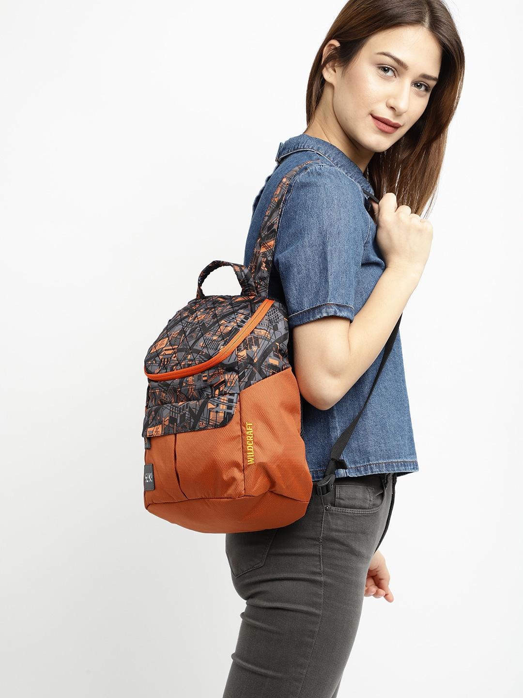 wildcraft-women-orange-graphic-backpack