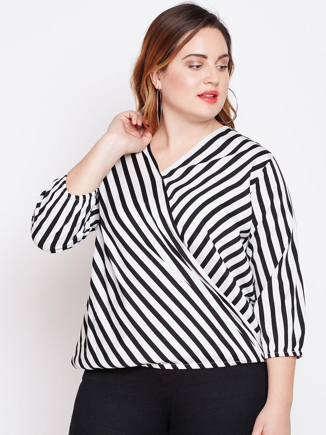 style-quotient-women-black-striped-wrap-top