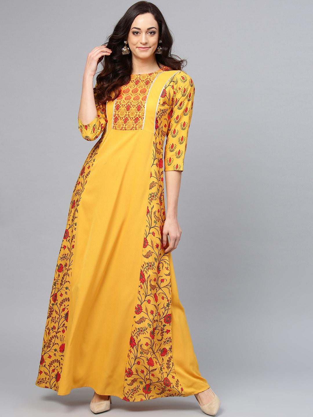 ahalyaa-women-yellow-&-orange-printed-flared-maxi-dress