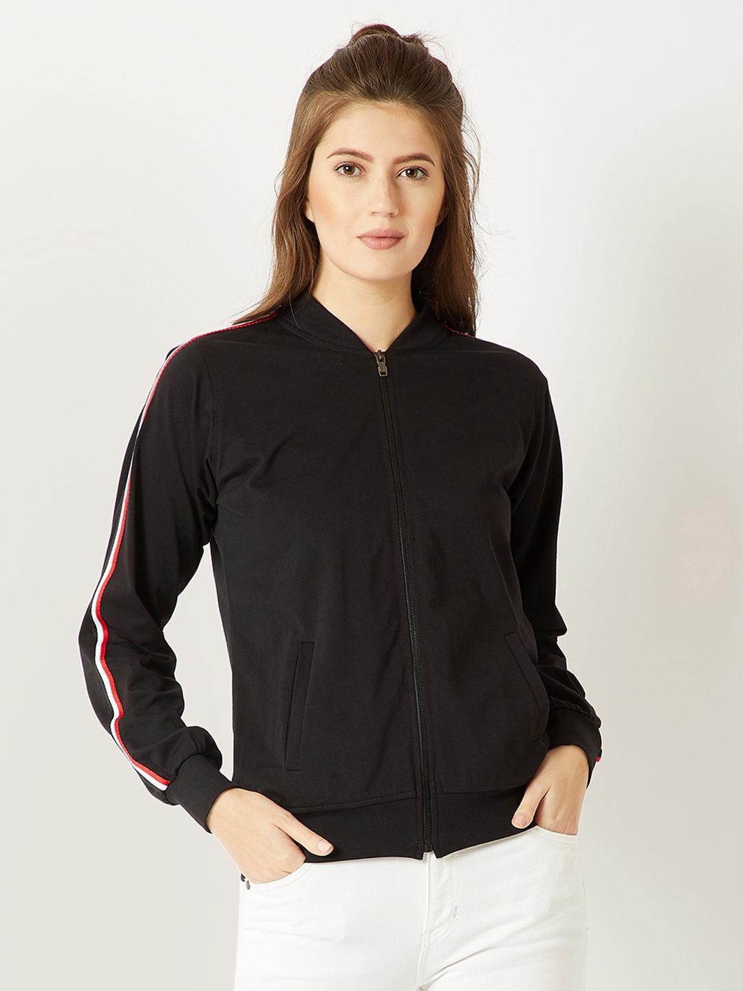 Miss Chase Women Black Solid Lightweight Bomber