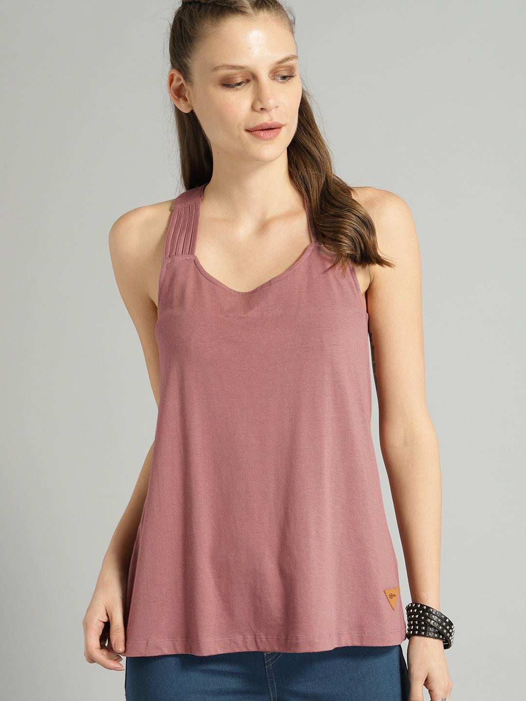 roadster-women-peach-coloured-solid-tank-top