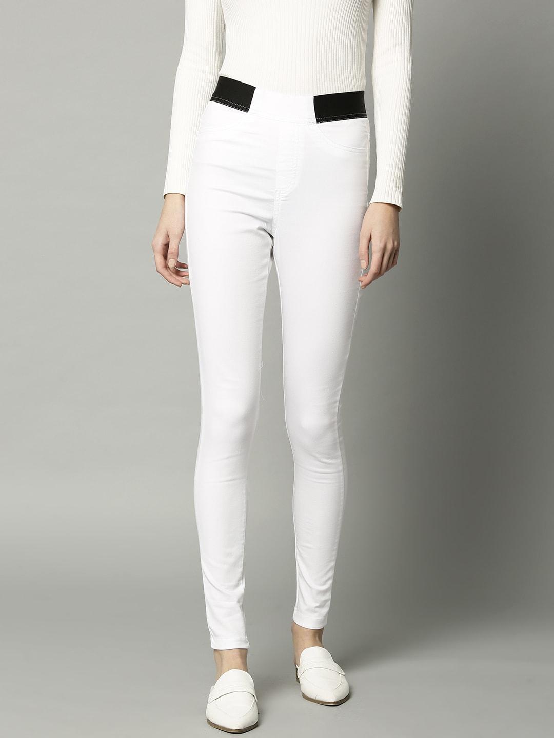 Marks & Spencer Women White Solid Super Skinny Fit Jeggings