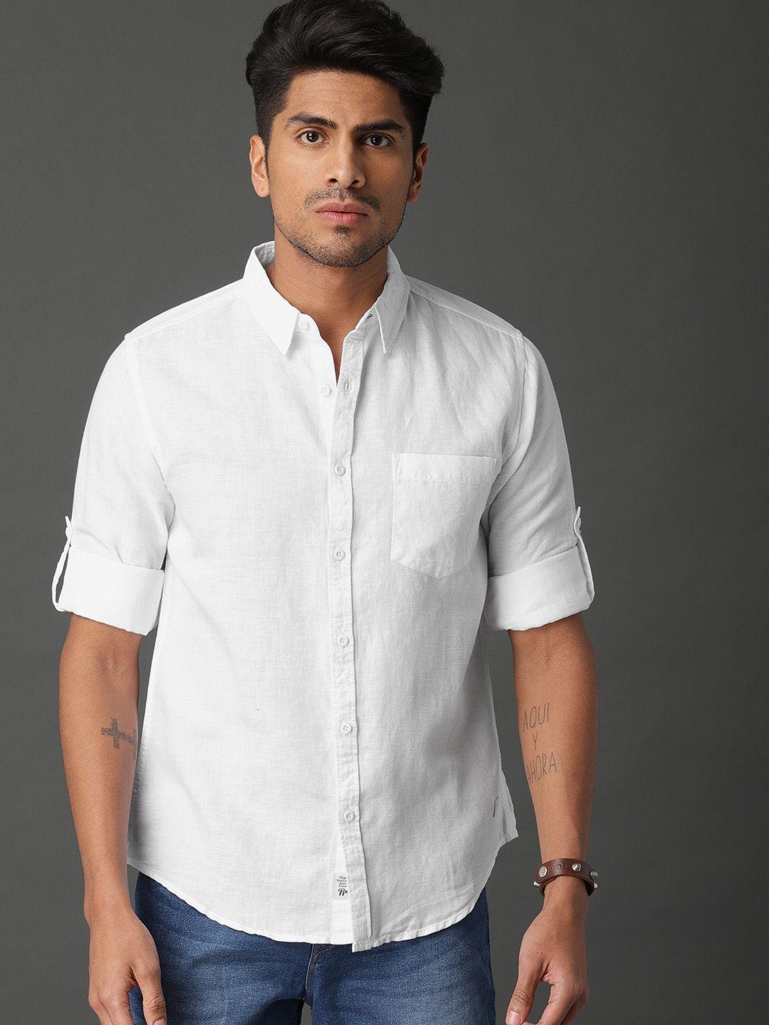 roadster-men-white-regular-fit-cotton-linen-shirt