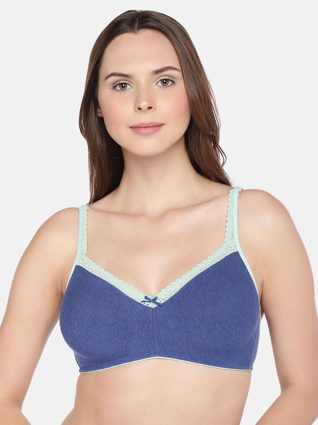 Inner Sense Organic Cotton Antimicrobial Sustainable Soft Laced Bra (Royal Blue) ISB017A