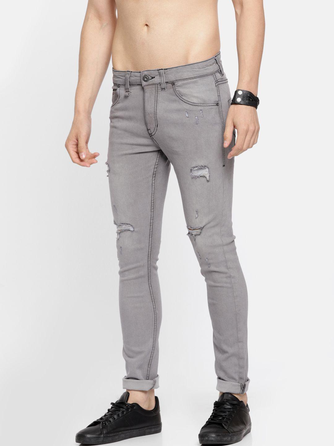 Roadster Men Grey Skinny Fit Mid-Rise Mildly Distressed Stretchable LYCRA Fiber Jeans