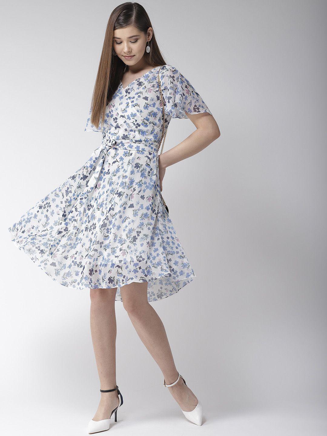mish-women-white-&-blue-floral-printed-wrap-dress