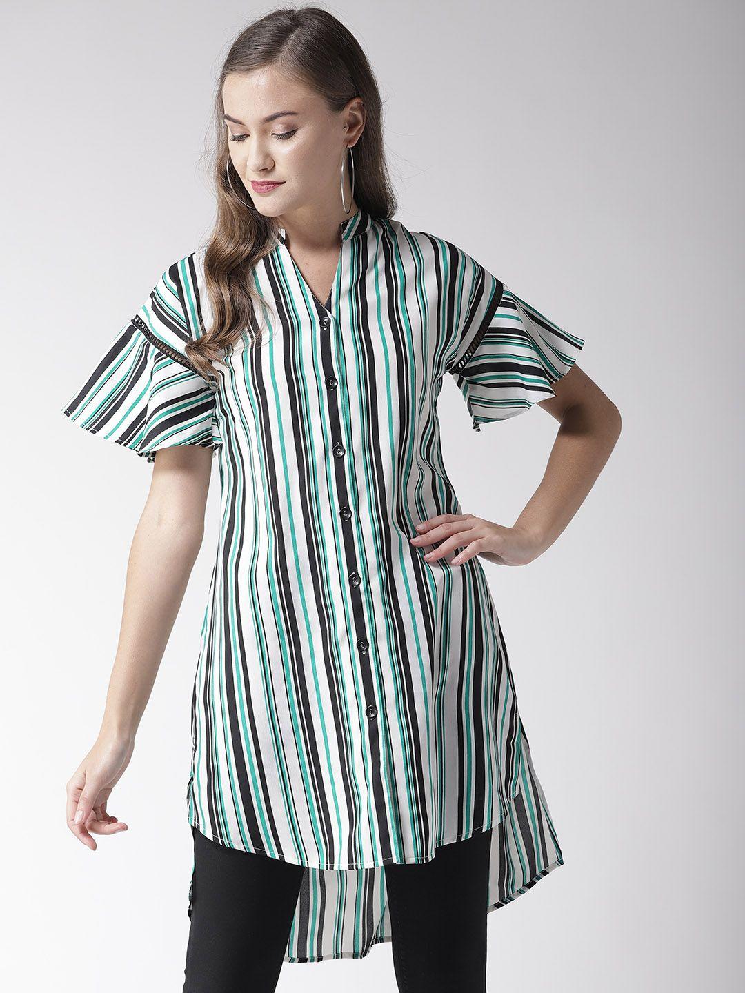 Style Quotient White & Green Striped Tunic