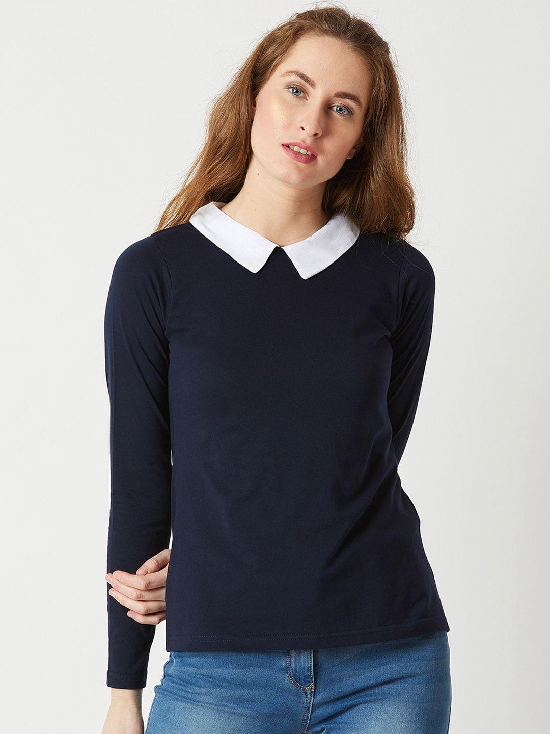 miss-chase-navy-blue-pure-cotton-top