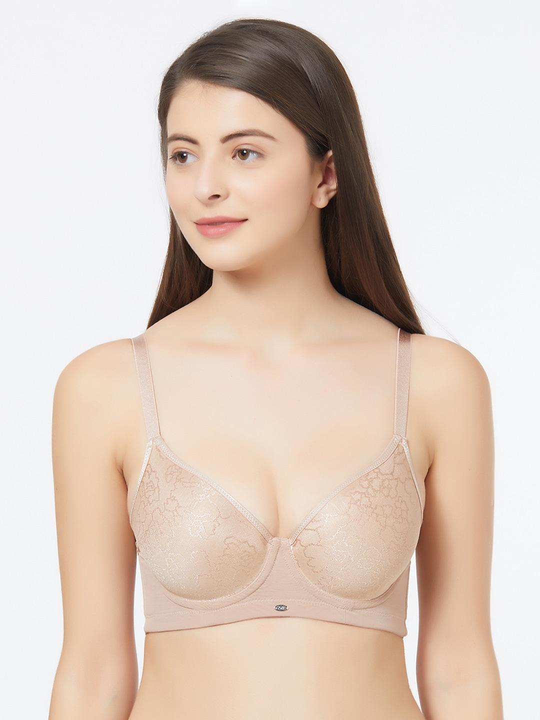 Soie Beige Solid Underwired Lightly Padded Everyday Bra CB-127SHEER TAUPE