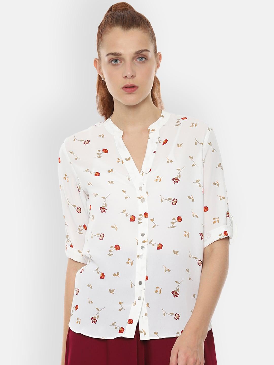 Allen Solly Woman White Regular Fit Printed Casual Shirt