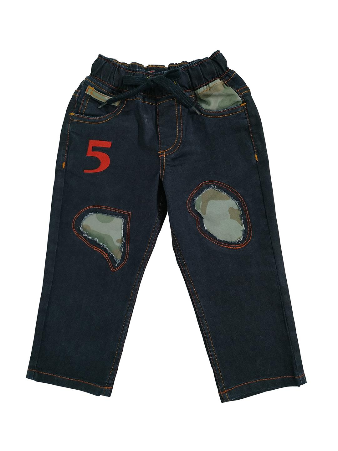 kiddopanti-boys-navy-blue-mid-rise-with-camouflage-patch-clean-look-regular-fit-jeans