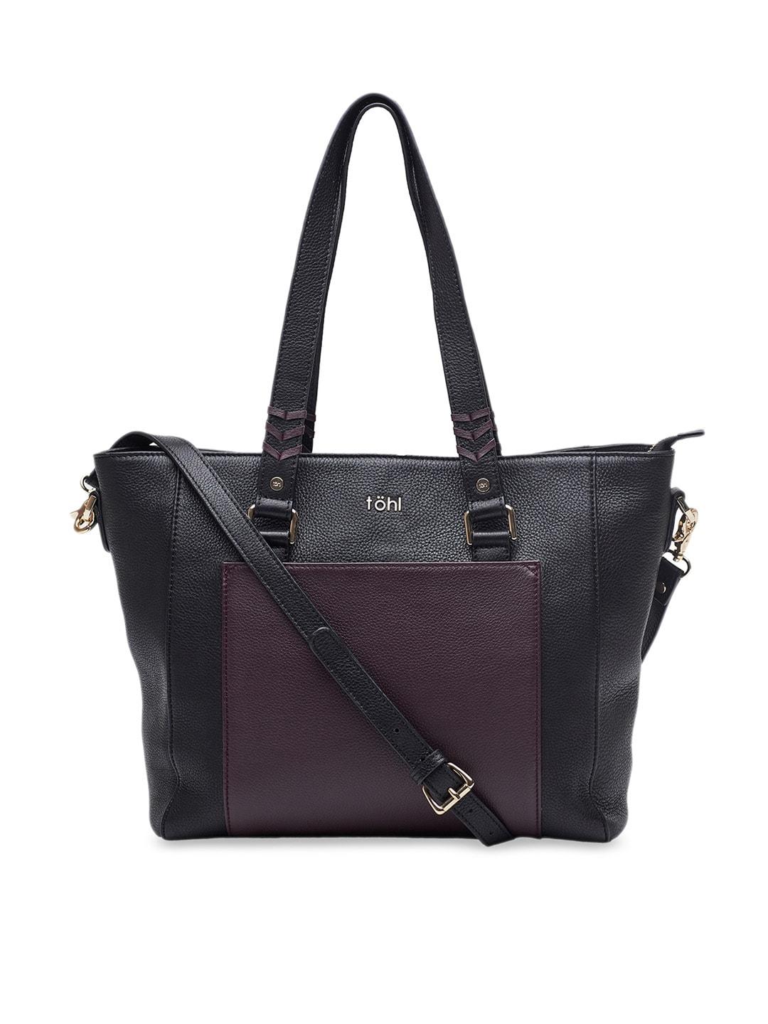 tohl Black & Purple Colourblocked Shoulder Bag