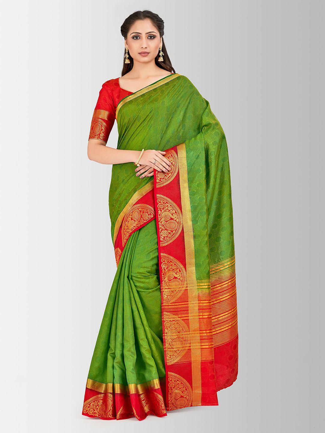 mimosa-green-&-red-art-silk-embellished-kanjeevaram-saree