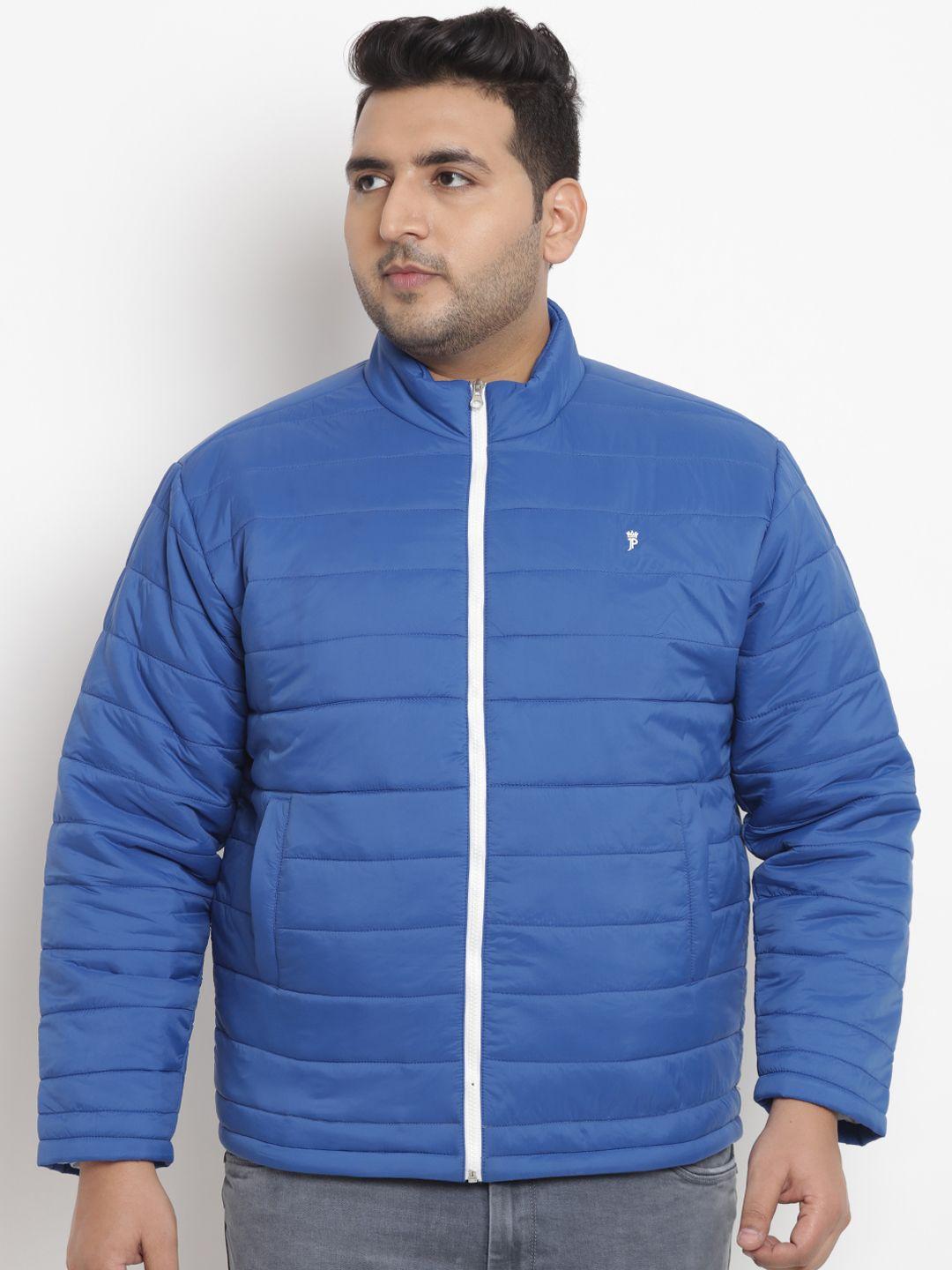 john-pride-plus-size-men-blue-solid-padded-jacket