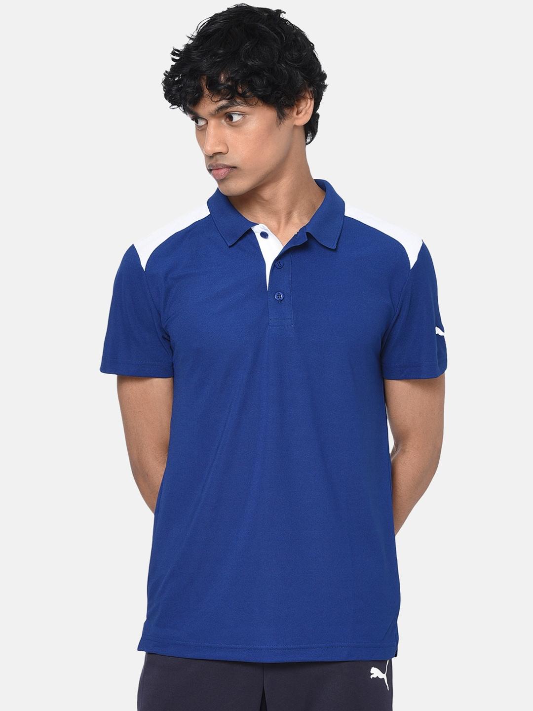 Puma Men Blue Solid Polo Collar Sodalite T-shirt
