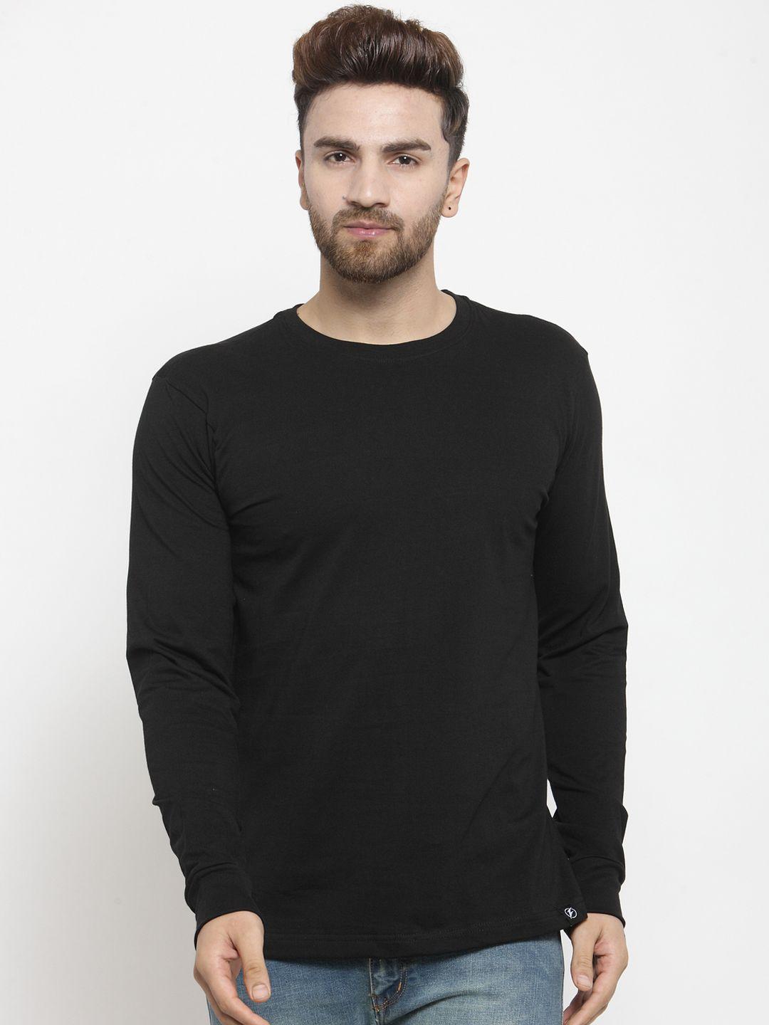 friskers-men-black-solid-round-neck-pure-cotton-t-shirt