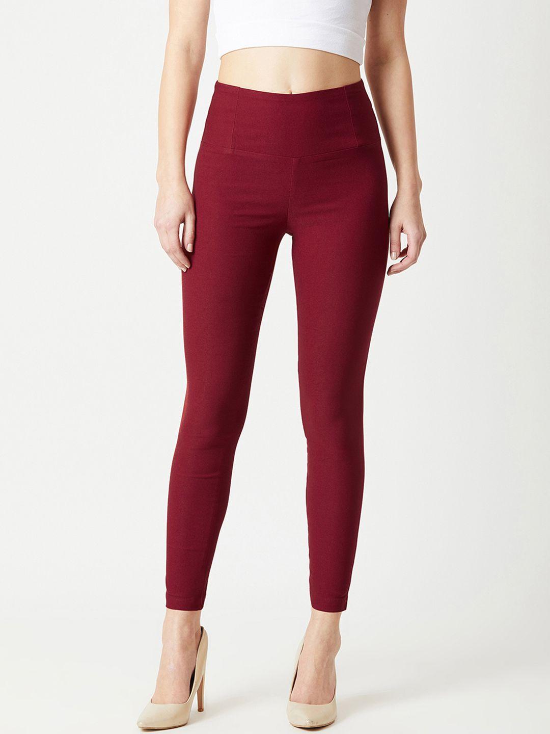 Miss Chase Women Maroon Solid Skinny-Fit Jeggings