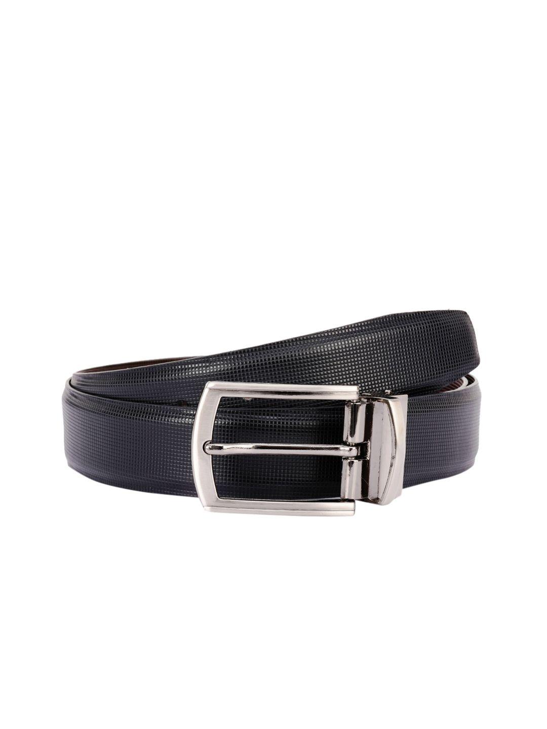 KEZRO Men Black & Brown Textured Reversible Belt
