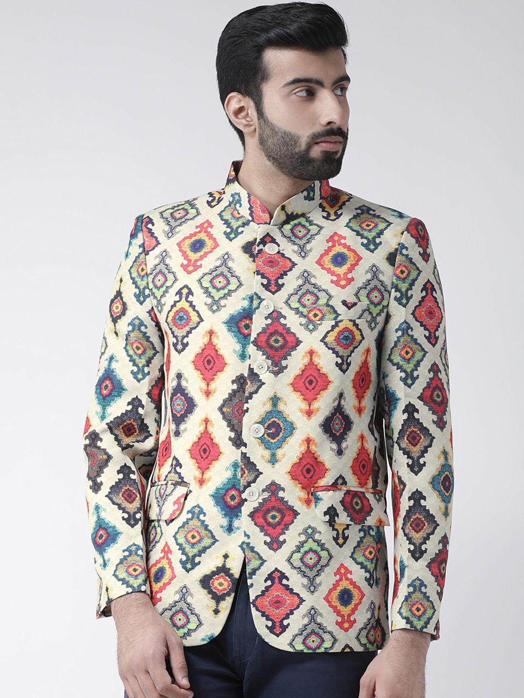 hangup-men-multicoloured-printed-regular-fit-bandhgala-blazer